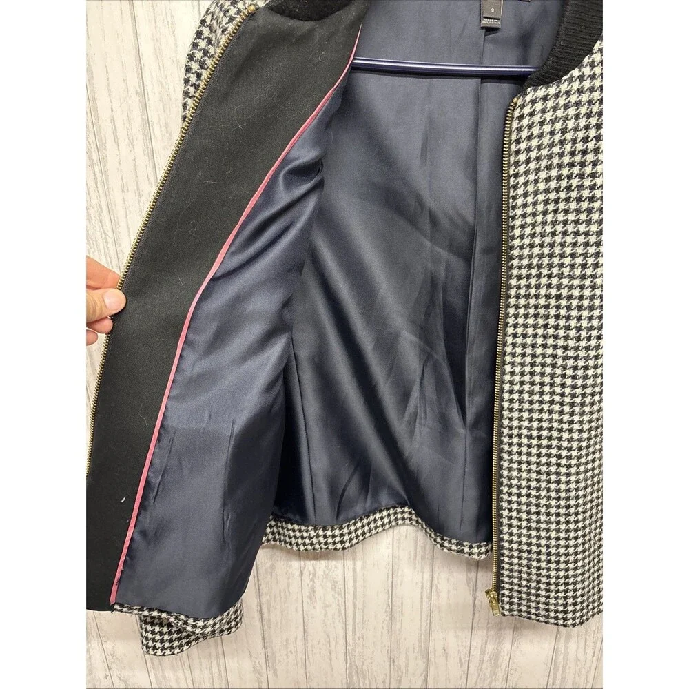 Womens Size S J Crew Houndstooth Wool Bomber Jacket EUC - Picture 5 of 5